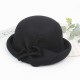 Winter Pure Wool Felt Fedora Jazz Hat Bowknot Derby Elegant Casual Bowler For Ladies