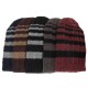 Winter Stripe Coral Fleece Double Layers Beanie Caps Outdoor Thicken Knitted Hat for Men Women