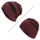 Winter Stripe Coral Fleece Double Layers Beanie Caps Outdoor Thicken Knitted Hat for Men Women