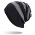 Winter Stripe Coral Fleece Double Layers Beanie Caps Outdoor Thicken Knitted Hat for Men Women