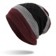 Winter Stripe Plaid Plus Velvet Earmuffs Knitted Hat Double Layers Slouch Beanie Caps