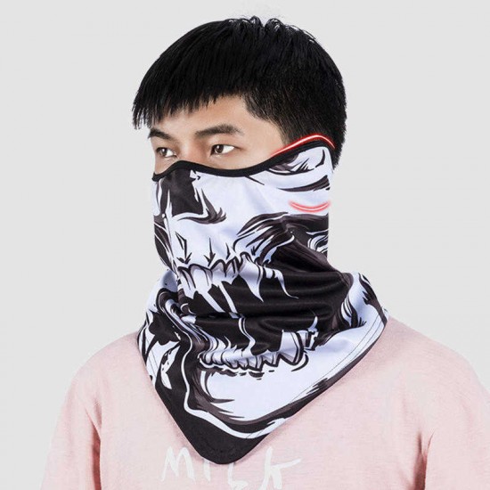 Winter Tactical Print Fleece Breathable Skull Face Mask Funny Cycling Riding Mask Cap Collar