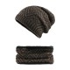 Winter Thicken Plus Velvet Beanie Caps with Scarf Set Warm Double Layers Knitted Hat