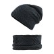 Winter Thicken Plus Velvet Beanie Caps with Scarf Set Warm Double Layers Knitted Hat