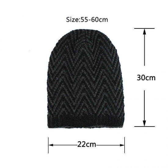 Winter Thicken Plus Velvet Beanie Caps with Scarf Set Warm Double Layers Knitted Hat