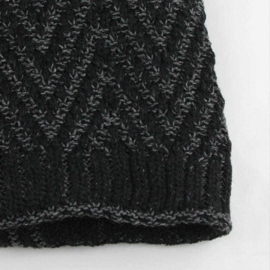 Winter Thicken Plus Velvet Beanie Caps with Scarf Set Warm Double Layers Knitted Hat