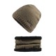 Winter Thicken Plus Velvet Beanie Caps with Scarf Set Warm Knitted Hat