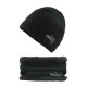 Winter Thicken Plus Velvet Beanie Caps with Scarf Set Warm Knitted Hat