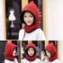 Winter Thicken Plus Velvet Cycling Siamese Ski Knit Hat Scarf Windproof Earmuffs Beanie