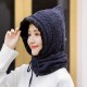 Winter Thicken Plus Velvet Cycling Siamese Ski Knit Hat Scarf Windproof Earmuffs Beanie