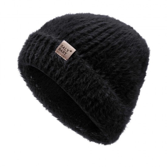 Winter Warm Cashmere Beanie Cap Outdoor Windproof Rolled Cuff Skullcap for Men Women