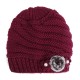 Winter Warm Fashion Lined Velvet Two Pearls Blossom Ball Knit Weaving Elegant Hat Beanie