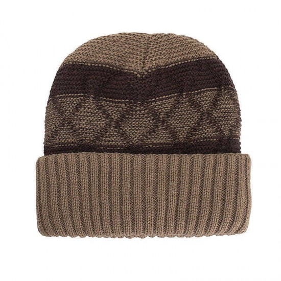 Winter Warm Plaid Fleecy Curlable Beanie Caps Outdoor Slouch Double Layers Knitted Hat