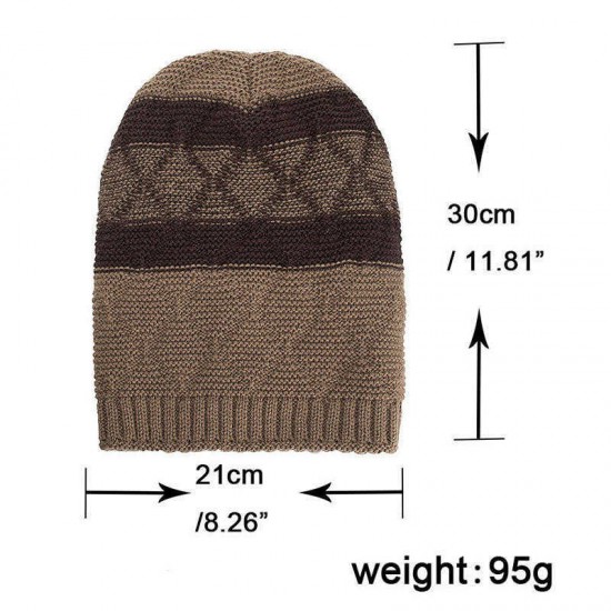 Winter Warm Plaid Fleecy Curlable Beanie Caps Outdoor Slouch Double Layers Knitted Hat