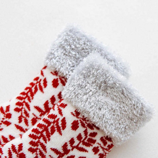 Winter Warm Thicken Plus Velvet Ski Tube Socks Ladies Home Towel Christmas Snowflake Floor Sock