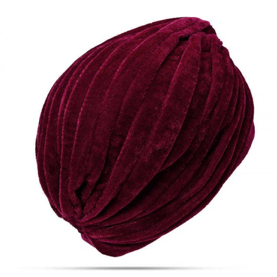 Winter Warm Vintage Flannelette Embroidered Beanie Caps Outdoor Ethnic Turban Hat for Women