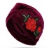 Winter Warm Vintage Flannelette Embroidered Beanie Caps Outdoor Ethnic Turban Hat for Women