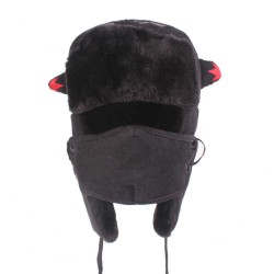 Winter Windproof  Thicken Plus Velvet Trapper Hat with Flap Mask for Men Outdoor Skiing Sport