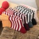 Winter Women Socks High Cuff Mouth Striped Wool Socks Casual Warm Thick Pile Heap Tube Socks