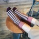 Winter Women Socks High Cuff Mouth Striped Wool Socks Casual Warm Thick Pile Heap Tube Socks