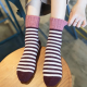 Winter Women Socks High Cuff Mouth Striped Wool Socks Casual Warm Thick Pile Heap Tube Socks