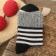 Winter Women Socks High Cuff Mouth Striped Wool Socks Casual Warm Thick Pile Heap Tube Socks