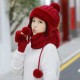 Winter Women Thicken Plus Velvet Knit Beanie Hat Scarf with Gloves Windproof Earmuffs Cap Suit