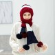 Winter Womens Thicken Plush Knit Beanie Hat Scarf Set Casual Patchwork Earmuffs Ski Skullcap