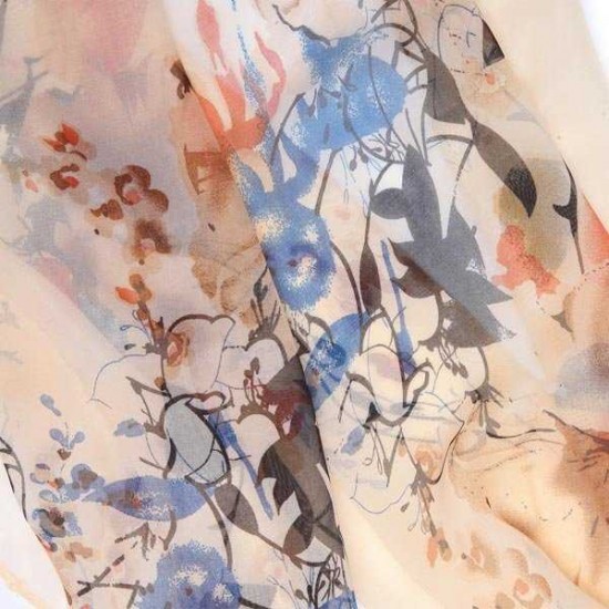 Woman Country Style Floral Print Long Scarf Shawl