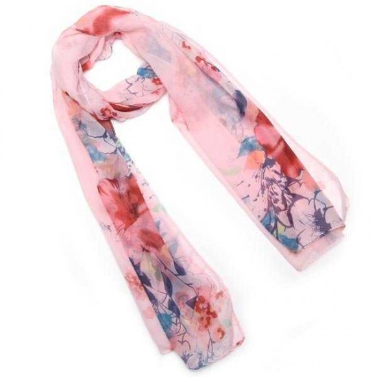 Woman Country Style Floral Print Long Scarf Shawl