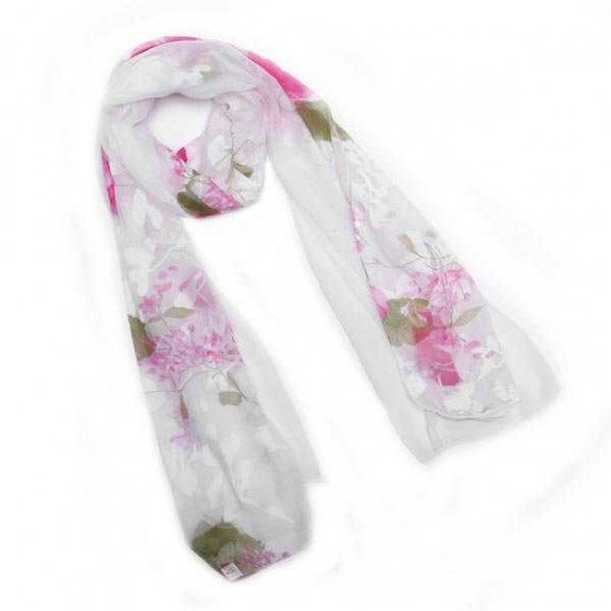 Woman Floral Print Jacquard Weave Long Scarf