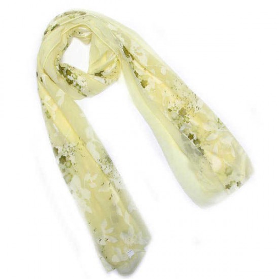 Woman Floral Print Jacquard Weave Long Scarf