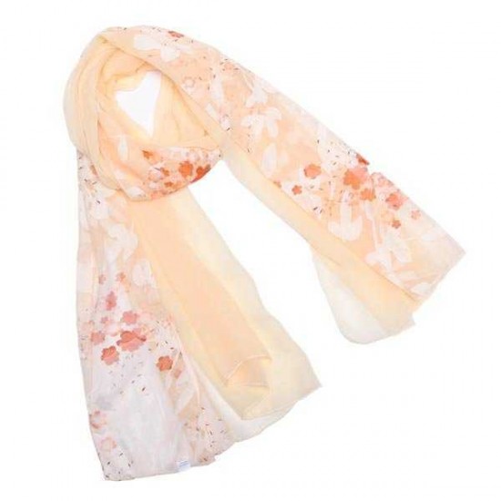 Woman Floral Print Jacquard Weave Long Scarf