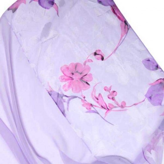 Woman Floral Print Jacquard Weave Long Scarf