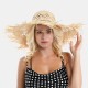 Woman Lafite Grass Gole Fine Leather Rope Bow Shade Straw Hat