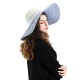 Woman Letter Embroidered Two-color Stitching Big Brim Seanside Straw Hat