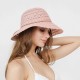 Woman Multi-color Openwork Petal Pattern Summer Sunscreen Woven Straw Hat