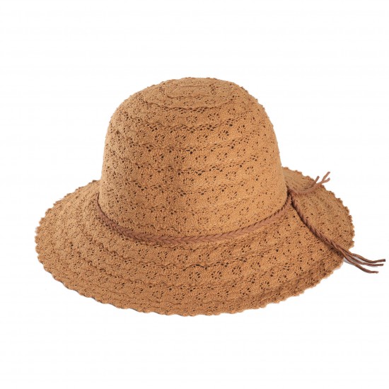 Woman Multi-color Openwork Petal Pattern Summer Sunscreen Woven Straw Hat