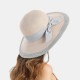 Woman Solid Color Cotton With Linen Bow Travel Holiday Sun Seaside Hat