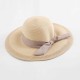 Woman Solid Color Cotton With Linen Bow Travel Holiday Sun Seaside Hat