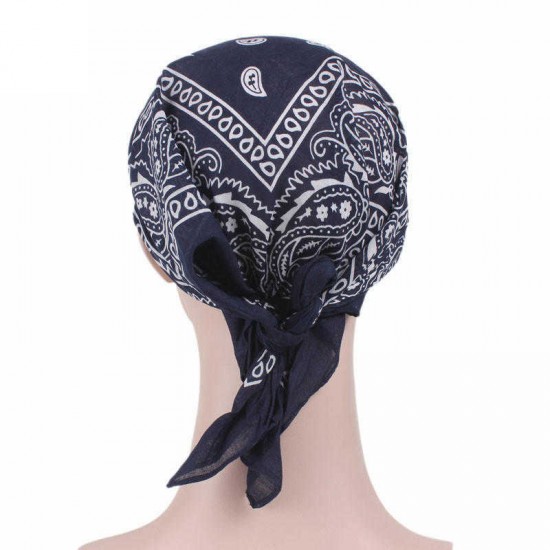 Woman Square Scarf Cap Cotton Tied Foldable Outdoor Sunshade Hat