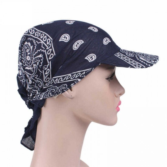 Woman Square Scarf Cap Cotton Tied Foldable Outdoor Sunshade Hat