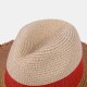 Woman Tri-color splicing Edging Top Hat Straw Hat Flat Jazz Hat