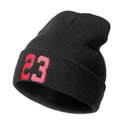 Women 23 Printing Autumn Warm Beanie Hat Knitted Hip Hop Hat