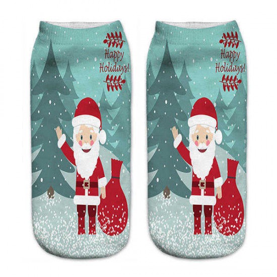 Women 3D Print Cute Santa Claus Ankle Socks Casual Low Cut Christmas Socks