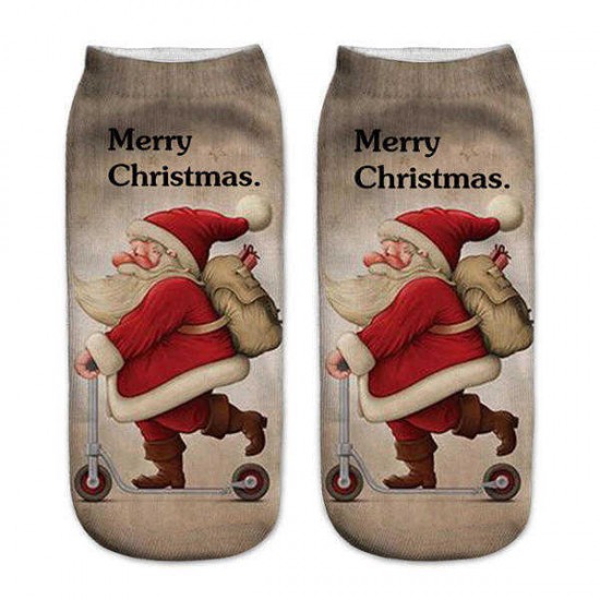 Women 3D Print Cute Santa Claus Ankle Socks Casual Low Cut Christmas Socks