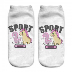 Women 3D Printed Cute Short Socks Art Little Horse And Unicorn Harajuku Ankle Socks