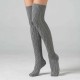 Women Acrylic Over Knee Stocking Solid Color Double Diamond Thigh Long Stockings Tube Socks