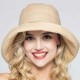 Women Adjustable Cotton And Linen Rolling Floppy Hat Sunshade Sun Screen Seaside Hat Anti-UV Bucket Hat