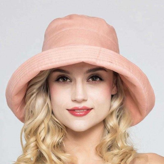 Women Adjustable Cotton And Linen Rolling Floppy Hat Sunshade Sun Screen Seaside Hat Anti-UV Bucket Hat